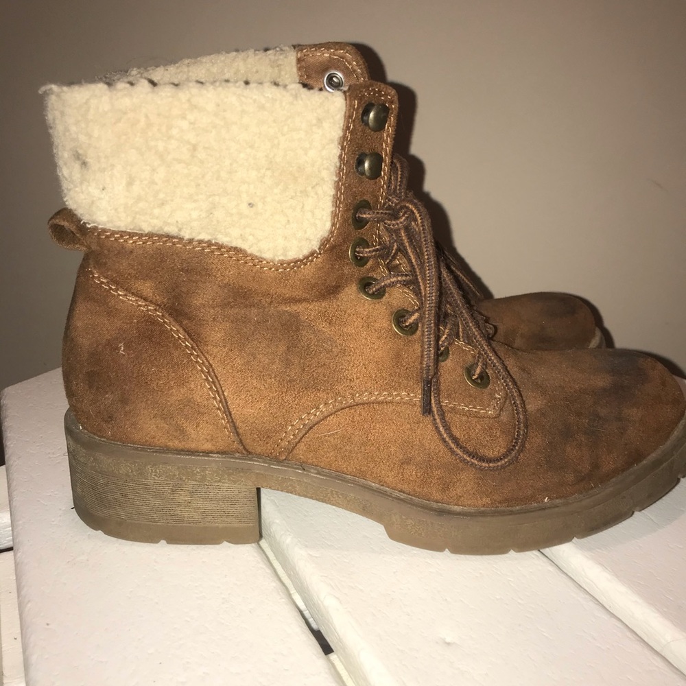 Brown Sherpa Lined Hiking / Combat Boots